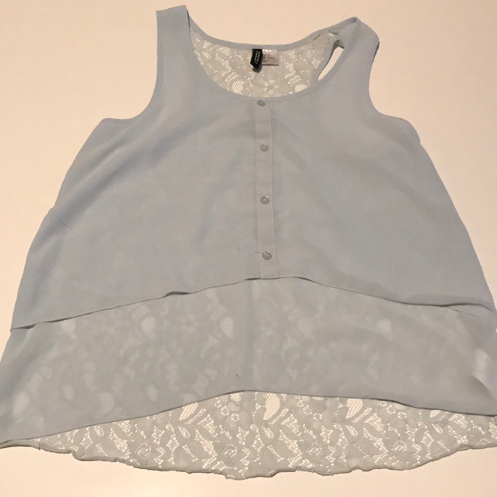 H&M Light Blue Lace back top Size 4